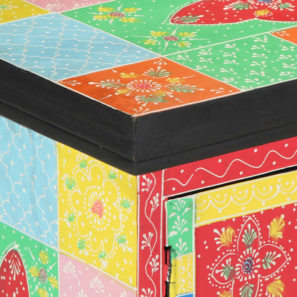 vidaXL Meuble TV Bois de manguier massif multicolore 100 x 35 x 50 cm