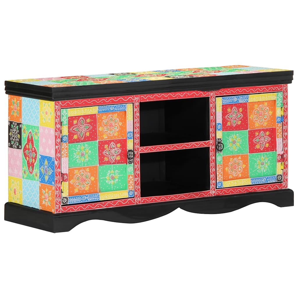 vidaXL Meuble TV Bois de manguier massif multicolore 100 x 35 x 50 cm