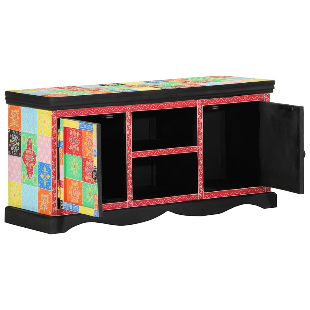 vidaXL Meuble TV Bois de manguier massif multicolore 100 x 35 x 50 cm