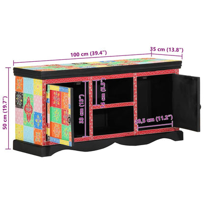 vidaXL Meuble TV Bois de manguier massif multicolore 100 x 35 x 50 cm