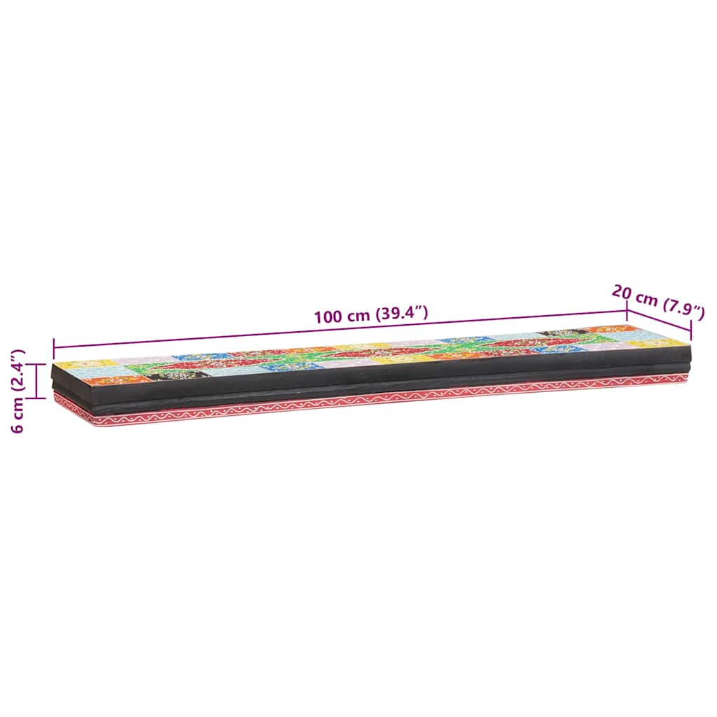 vidaXL Wandregale Mehrfarbig 100 x 20 x 6 cm Massivholz Mango