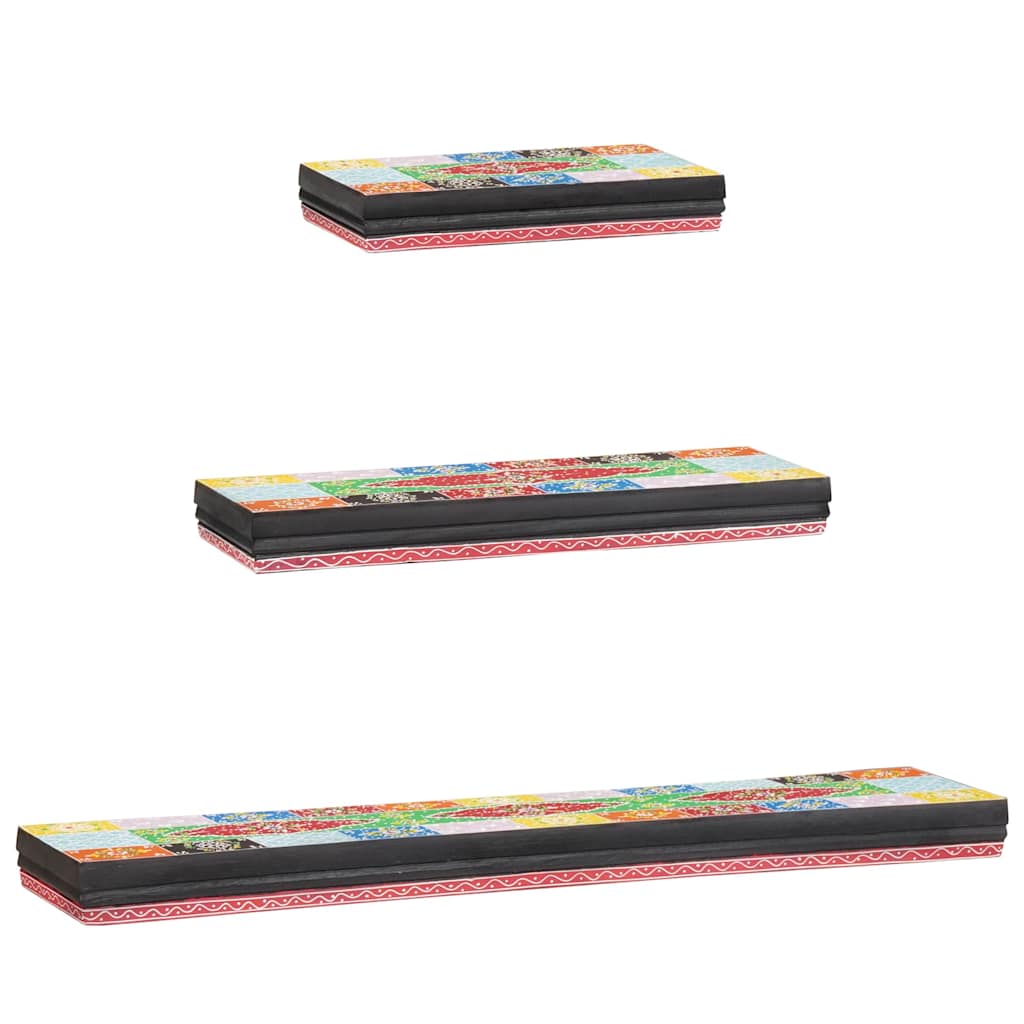 vidaXL Wandregale 3 pcs Mehrfarbig 100 x 20 x 6 cm Massivholz Mango