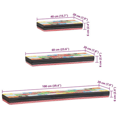 vidaXL Wandregale 3 pcs Mehrfarbig 100 x 20 x 6 cm Massivholz Mango