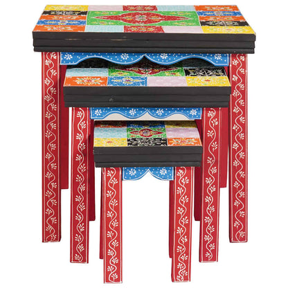 vidaXL Quadratischer Tisch 3 pcs Mehrfarbig