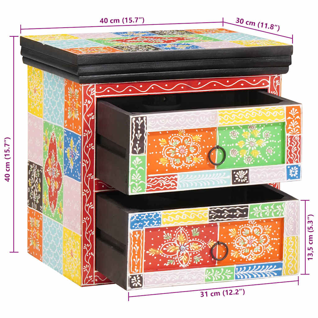 vidaXL Nachttisch mit Schubladen 2 pcs Mehrfarbig 40 x 30 x 40 cm