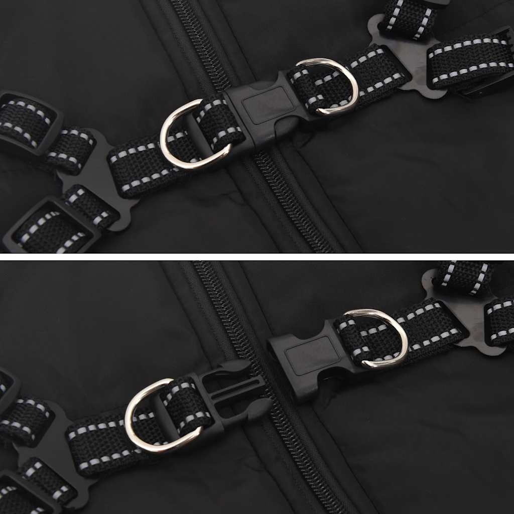 Hundemantel mit Geschirr Wasserdicht Reflektierend Schwarz L48