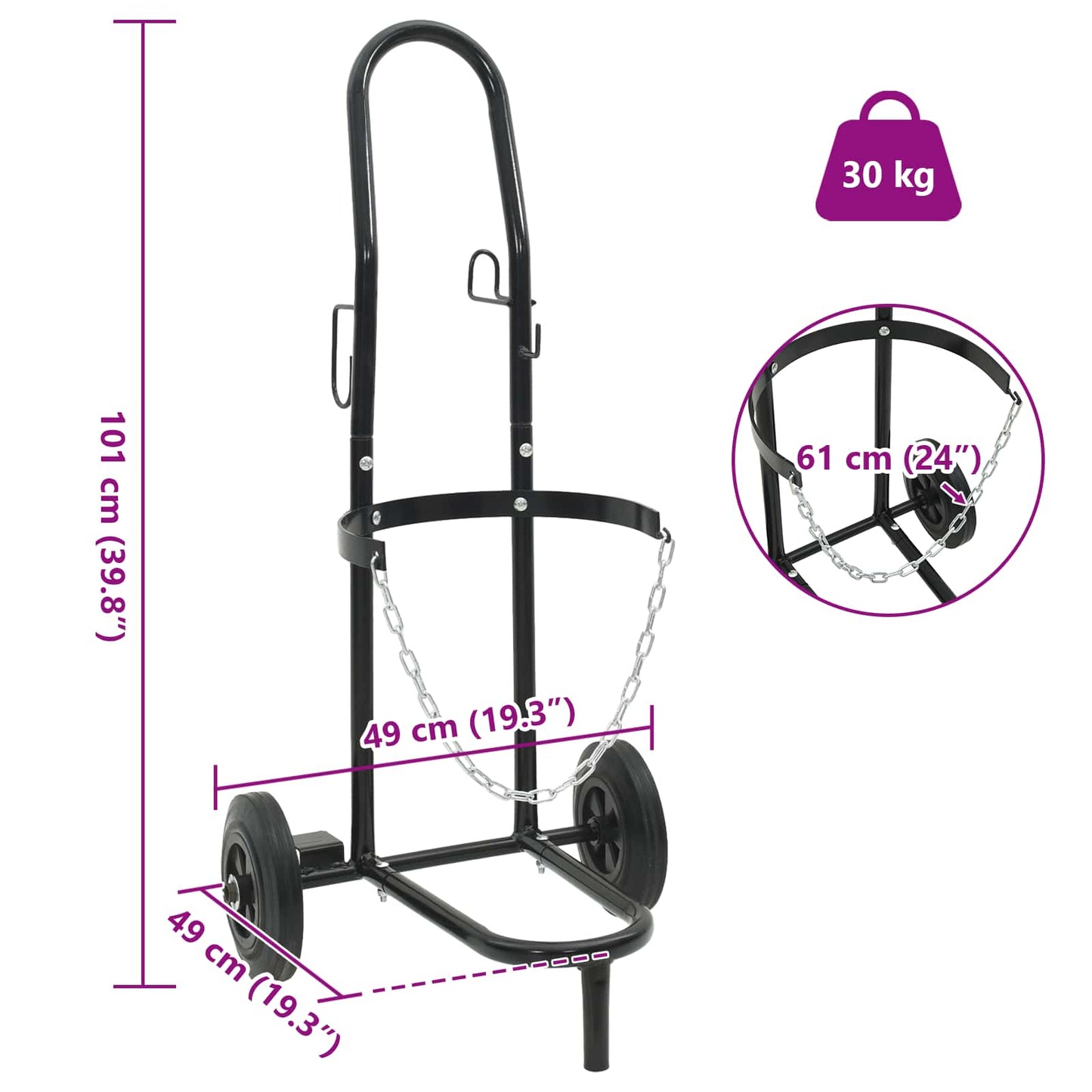Handwagen Schwarz und Rot 49 x 49 x 101 cm Stahl