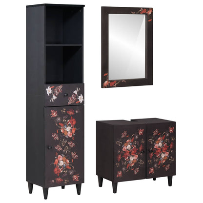 Badezimmerschrank-Set mit Schubladen 3 pcs Massivholz Mango