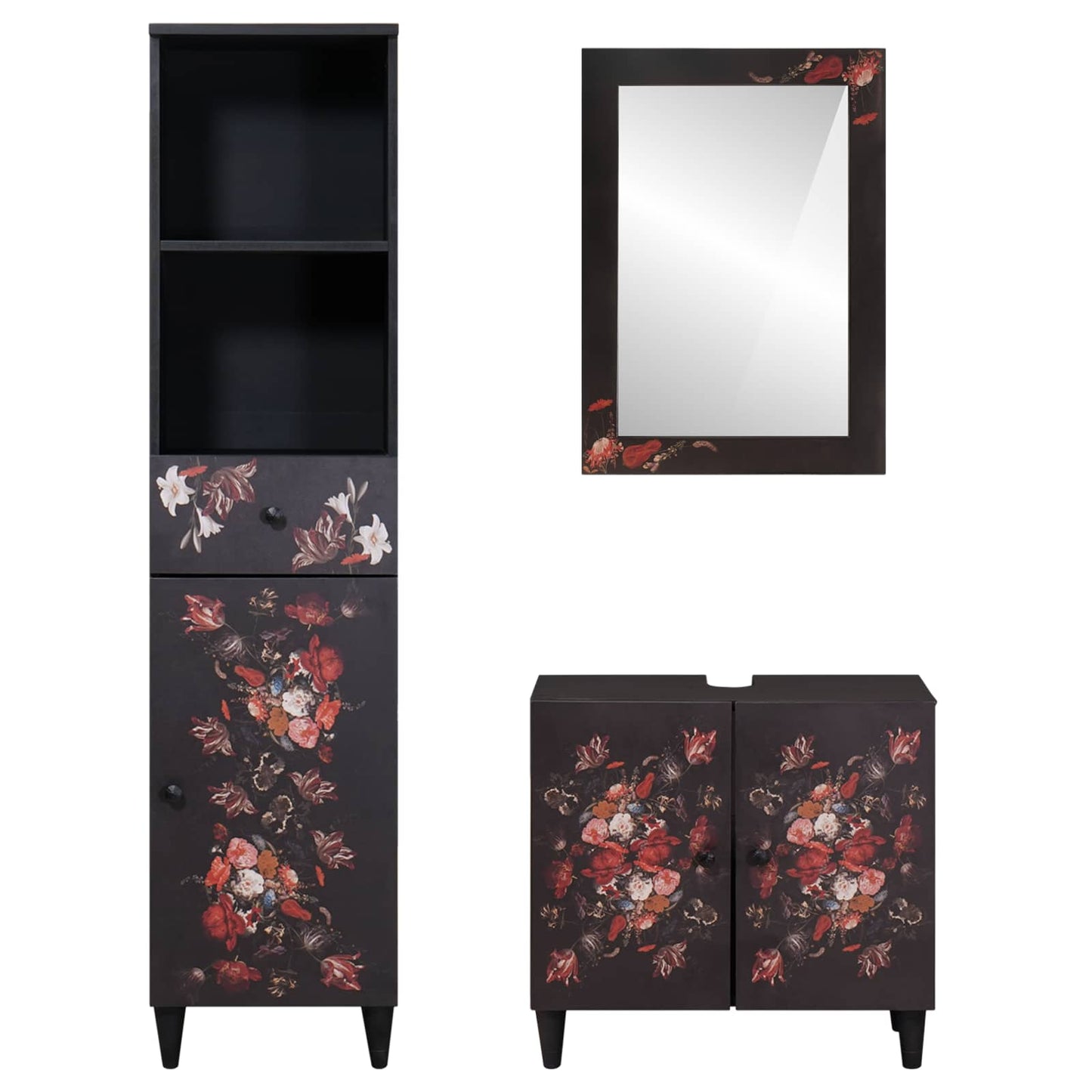 Badezimmerschrank-Set mit Schubladen 3 pcs Massivholz Mango