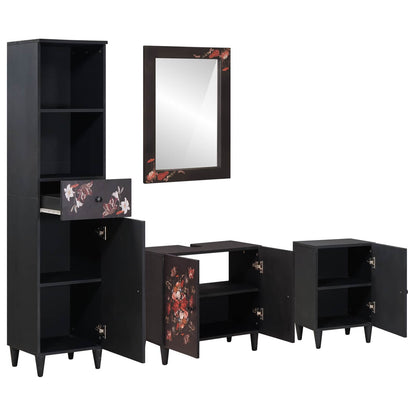 Badezimmerschrank-Set mit Schubladen 4 pcs Massivholz Mango