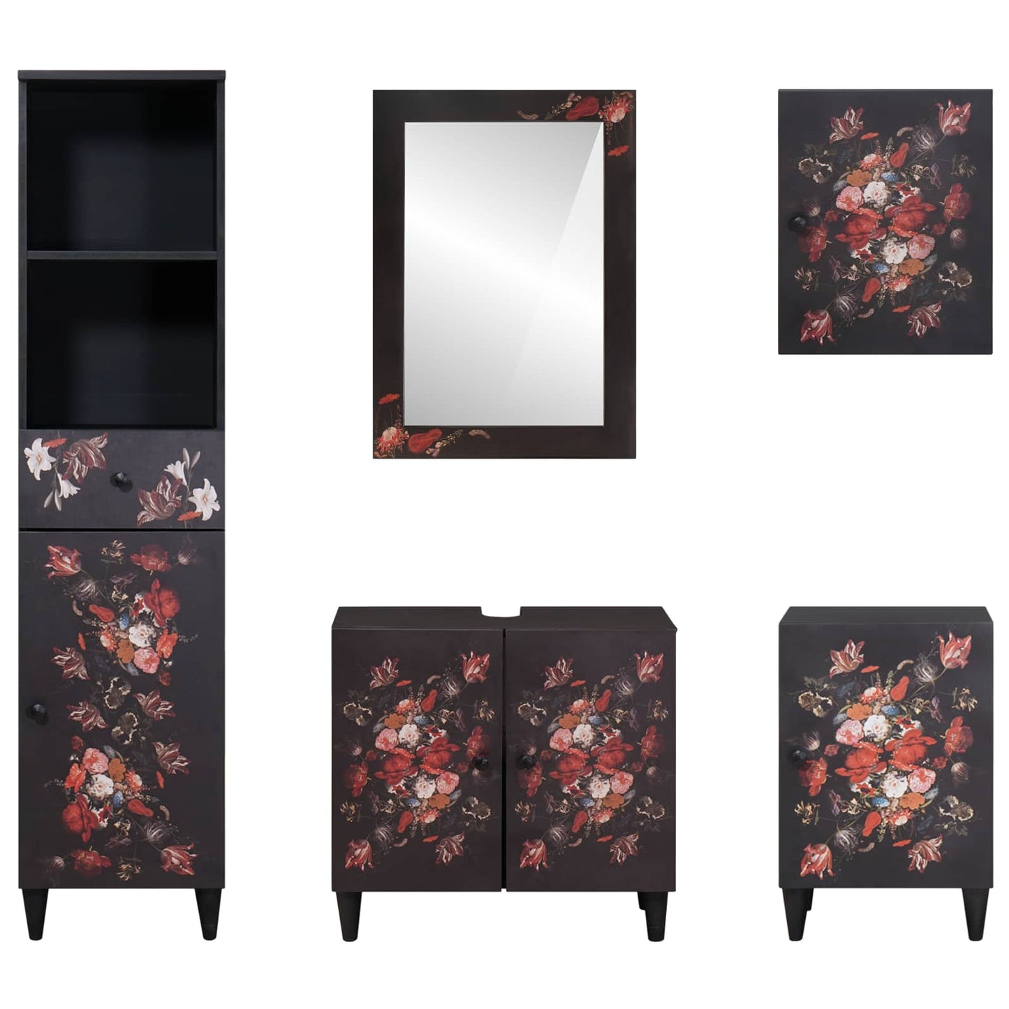 Badezimmerschrank-Set mit Schubladen 5 pcs Massivholz Mango