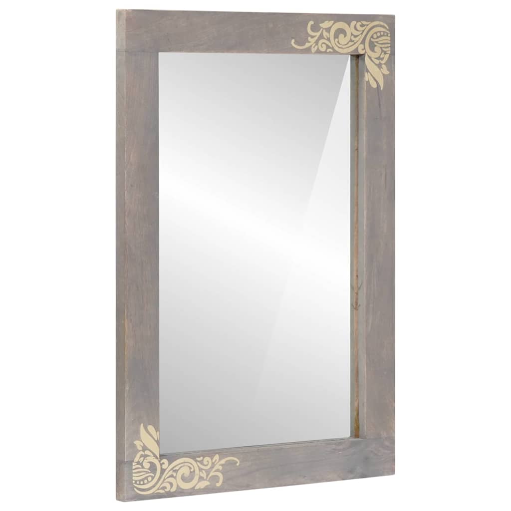 vidaXL Badezimmerschrank-Set Wandmontiert 2 pcs Grau Massivholz Mango