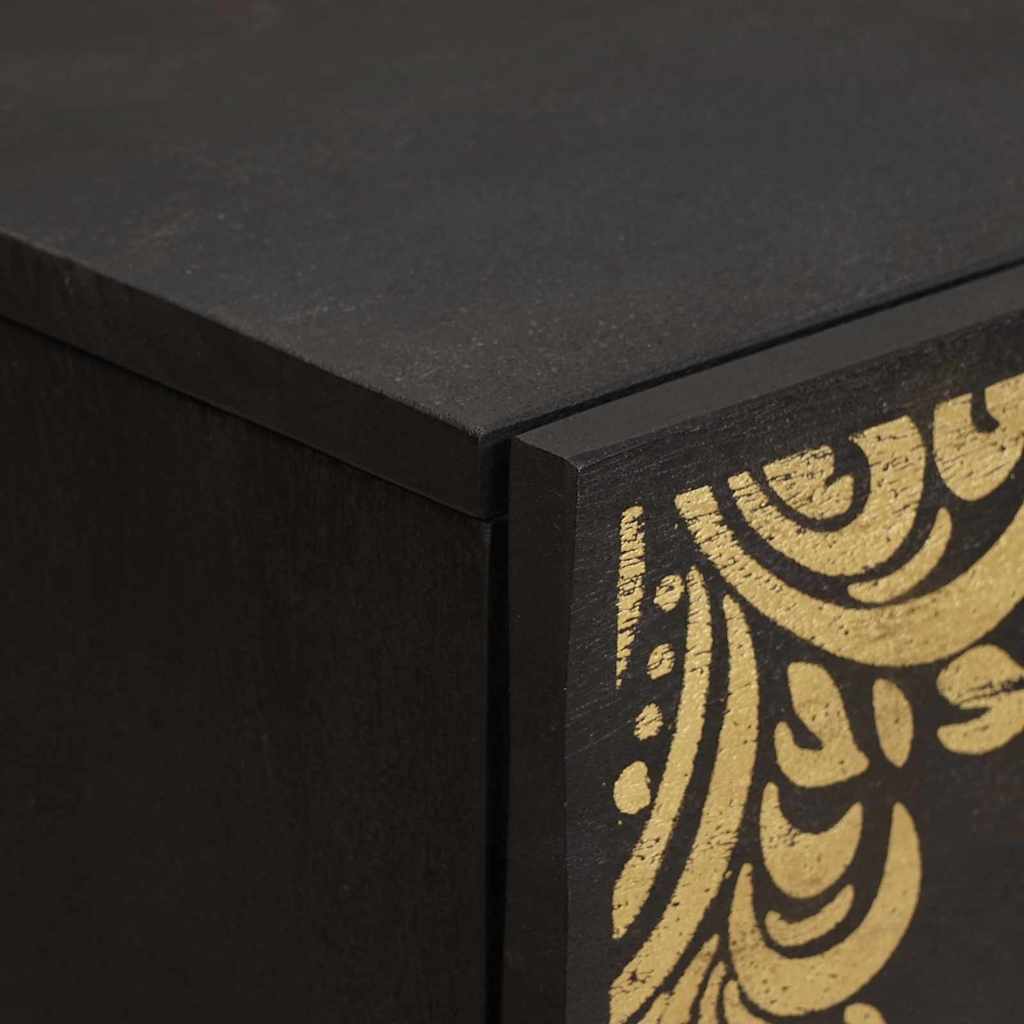 vidaXL Sideboard 2 pcs Schwarz 60 x 33 x 75 cm Massivholz Mango