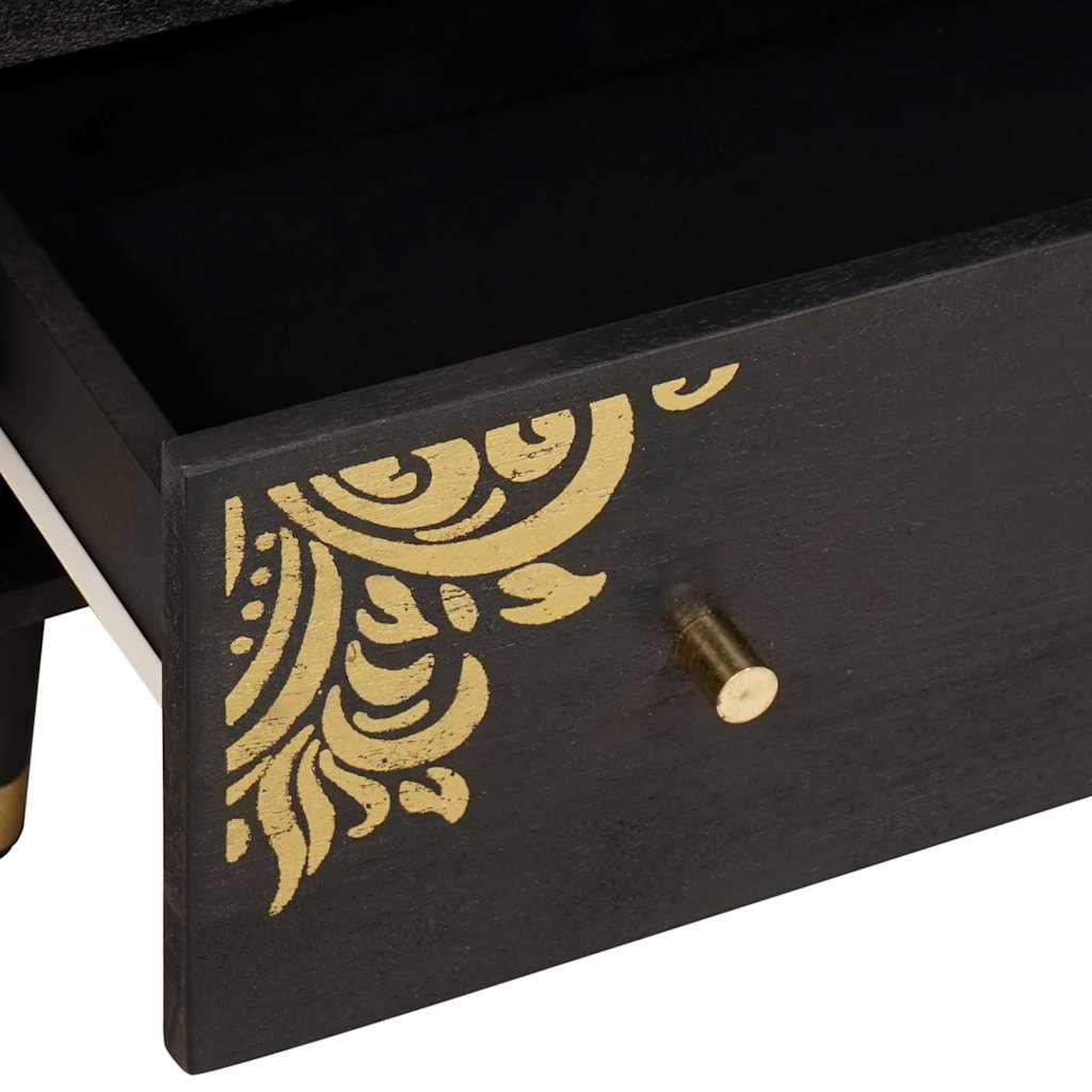 vidaXL Sideboard 2 pcs Schwarz 60 x 33 x 75 cm Massivholz Mango