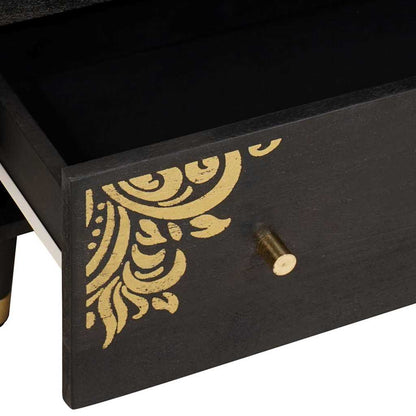 vidaXL Sideboard 2 pcs Schwarz 60 x 33 x 75 cm Massivholz Mango