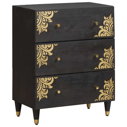 vidaXL Sideboard 2 pcs Schwarz 60 x 33 x 75 cm Massivholz Mango