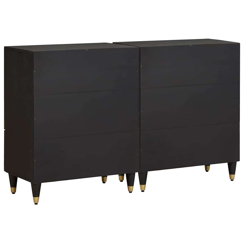 vidaXL Sideboard 2 pcs Schwarz 60 x 33 x 75 cm Massivholz Mango