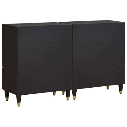 vidaXL Sideboard 2 pcs Schwarz 60 x 33 x 75 cm Massivholz Mango