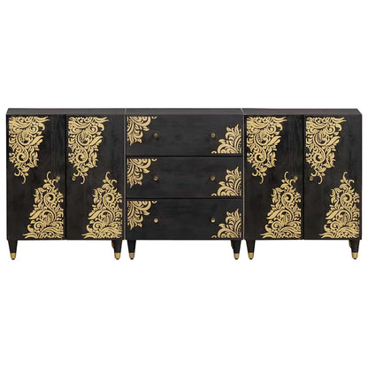 vidaXL Badezimmerschrank-Set mit Regal 3 pcs Schwarz 180 x 33 x 75 cm