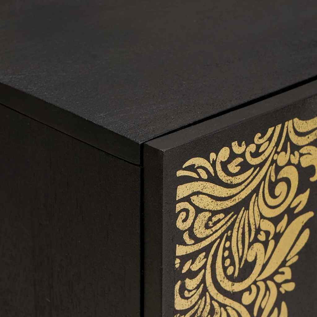 vidaXL Badezimmerschrank-Set mit Tür 2 pcs Schwarz Massivholz Mango