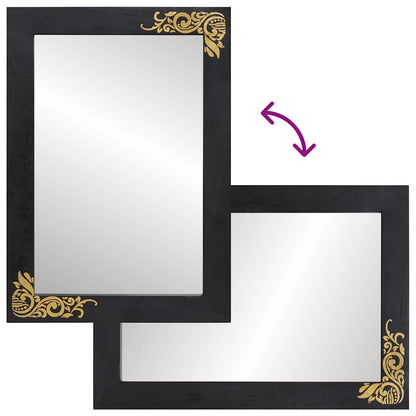vidaXL Badezimmerschrank-Set mit Tür 2 pcs Schwarz Massivholz Mango