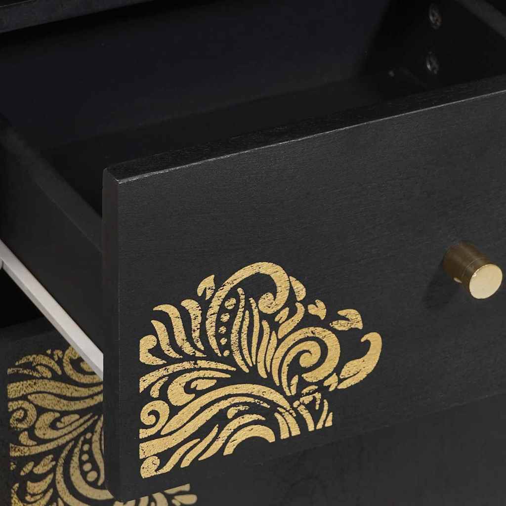 Badezimmerschrank-Set mit Tür 3 pcs Schwarz Massivholz Mango