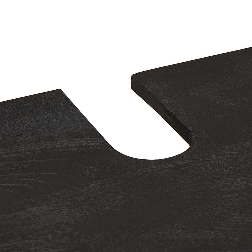 vidaXL Badezimmerschrank-Set mit Tür 4 pcs Schwarz Massivholz Mango