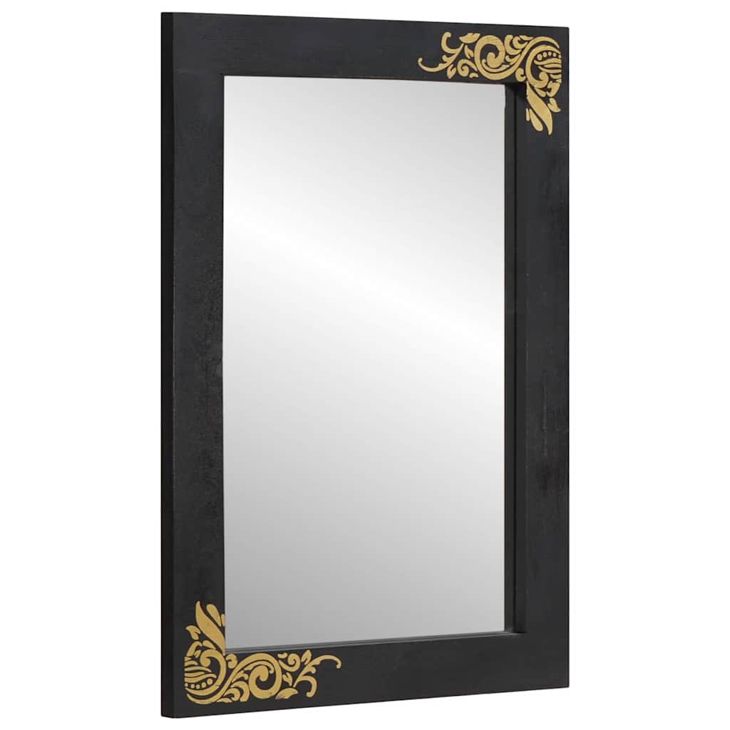 vidaXL Badezimmerschrank-Set mit Tür 4 pcs Schwarz Massivholz Mango