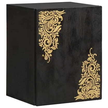 Badezimmerschrank-Set mit Tür 5 pcs Schwarz Massivholz Mango