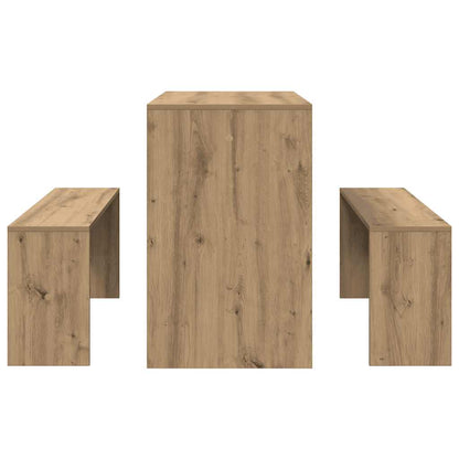 vidaXL 3-tlg. Esstisch und Bank Set Artisan-Eiche Holzwerkstoff