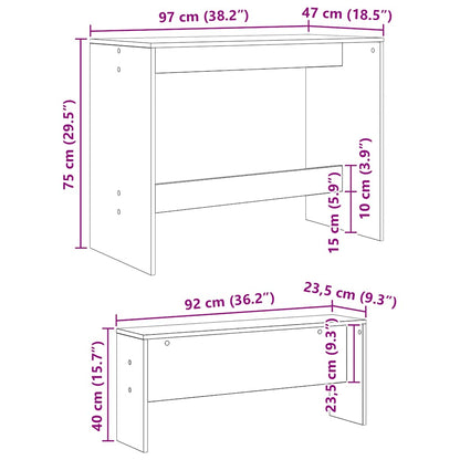vidaXL 3-tlg. Esstisch und Bank Set Artisan-Eiche Holzwerkstoff