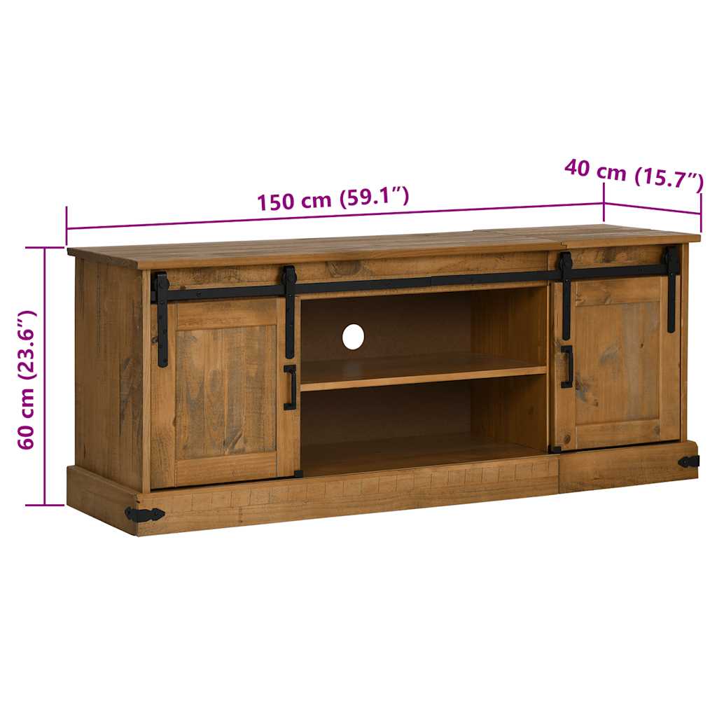 vidaXL TV-Schrank HALDEN 2 Schiebetüren 150x40x60 cm Massivholz