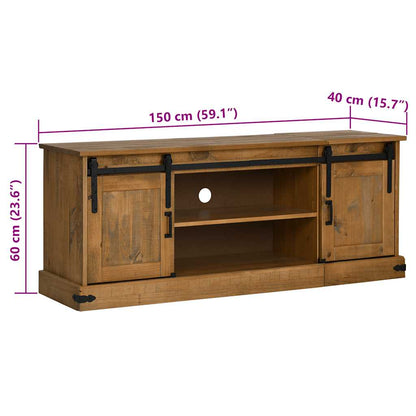 vidaXL TV-Schrank HALDEN 2 Schiebetüren 150x40x60 cm Massivholz