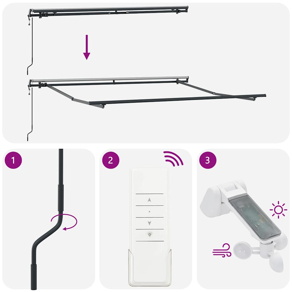 vidaXL Markise Automatisch Burgunderrot 300x250 cm