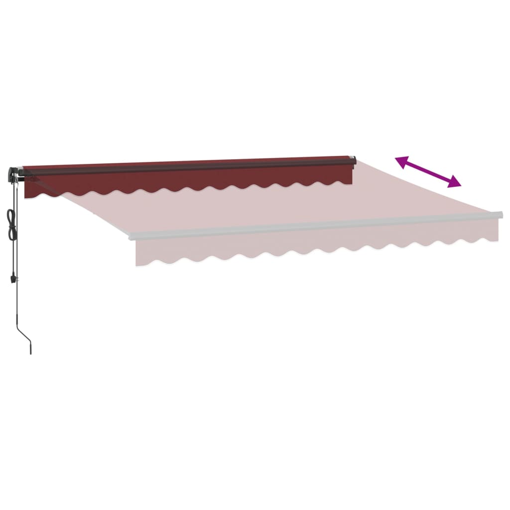 vidaXL Markise Automatisch mit LEDs Weinrot 350x250 cm