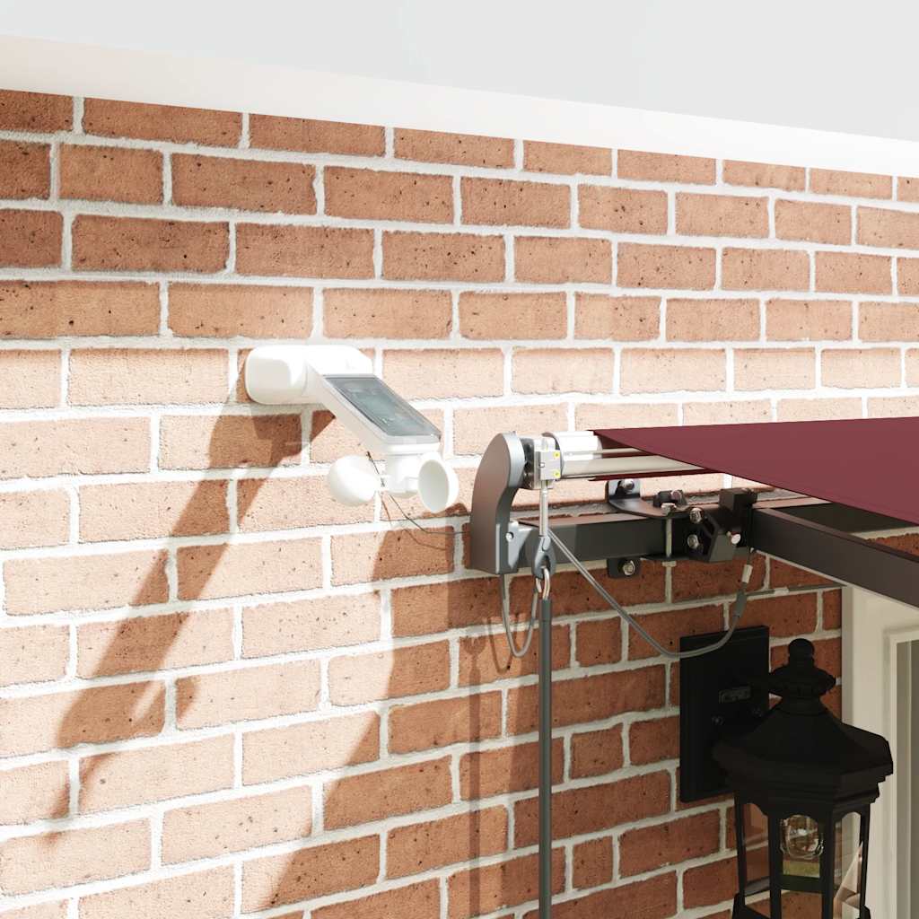 vidaXL Markise Automatisch mit LEDs Weinrot 400x300 cm
