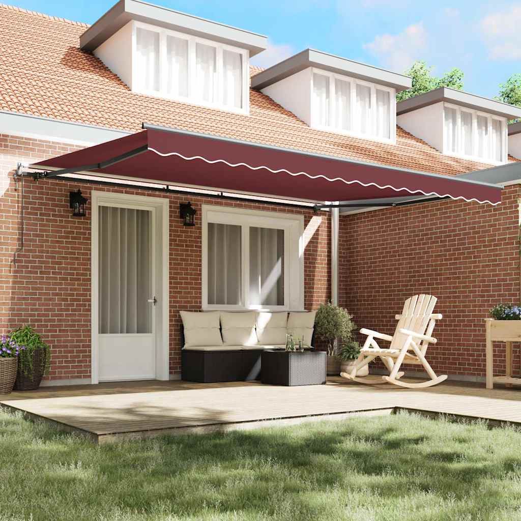 vidaXL Auvent automatique Rouge bordeaux 450x300 cm