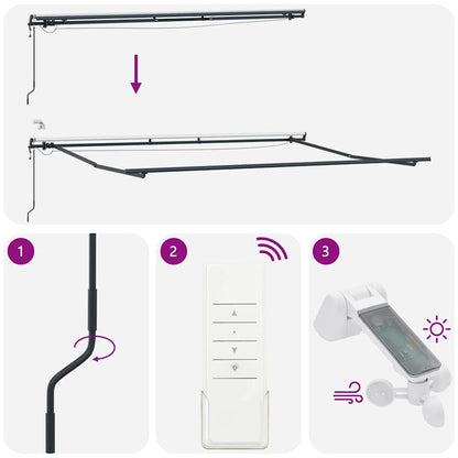 vidaXL Markise Automatisch mit LEDs Weinrot 450x300 cm