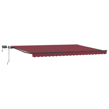 vidaXL Markise Manuell mit LEDs Weinrot 500x300 cm