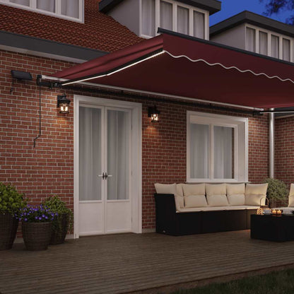 vidaXL Markise Manuell mit LEDs Weinrot 500x300 cm