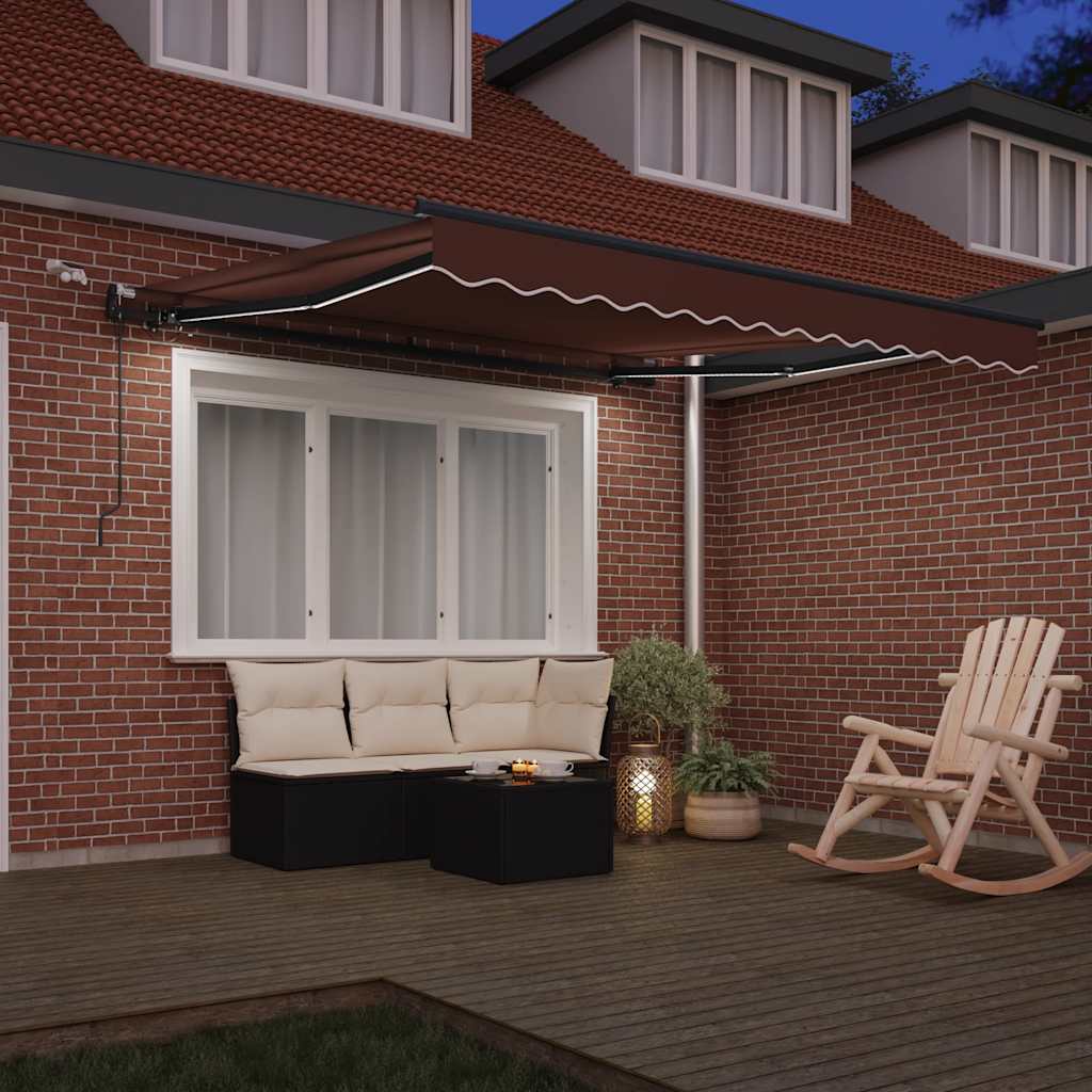 vidaXL Markise Automatisch mit LEDs Braun 300x250 cm