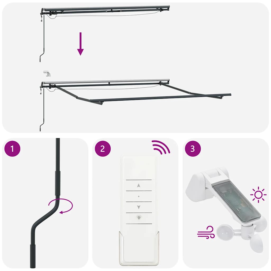 vidaXL Markise Automatisch mit LEDs Braun 300x250 cm