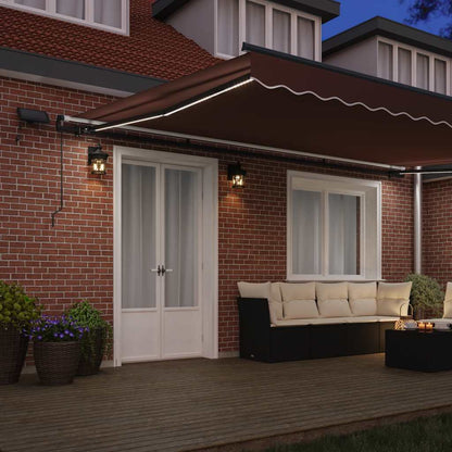 vidaXL Store Banne Manuel avec LED Marron 500x300 cm