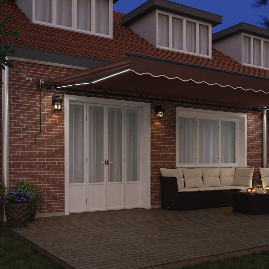 vidaXL Auvent banne motorisé avec LED Marron 600x300 cm