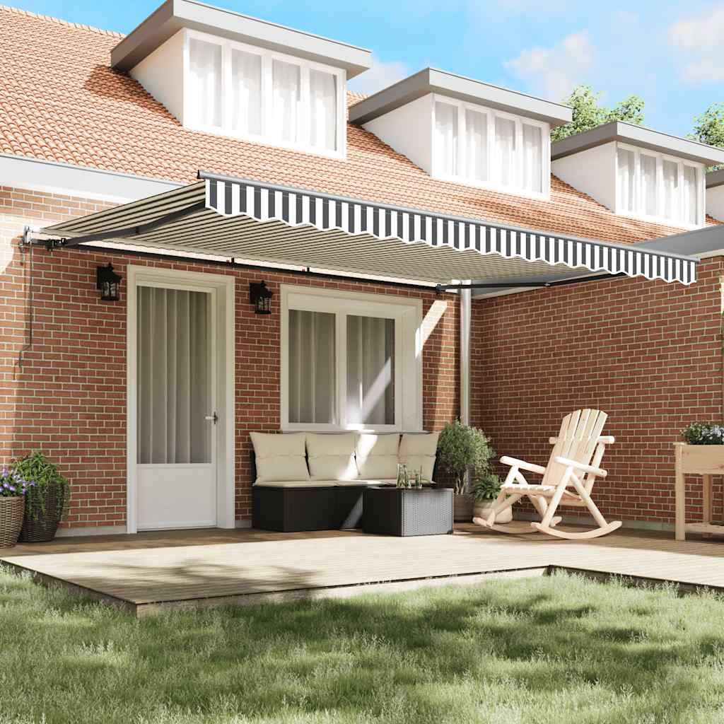 Markise Automatisch Anthrazit und Weiß 450x300 cm