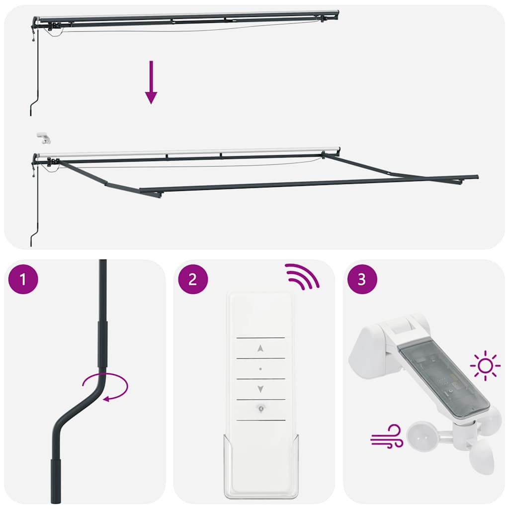 Markise Automatisch mit LEDs Anthrazit & Weiß 450x300 cm