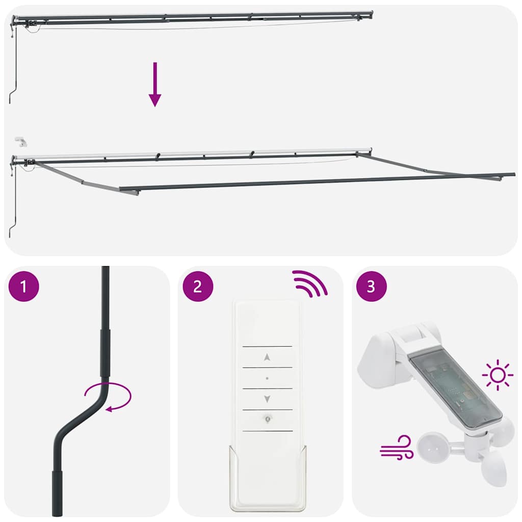 vidaXL Markise Automatisch mit LEDs Anthrazit & Weiß 600x300 cm