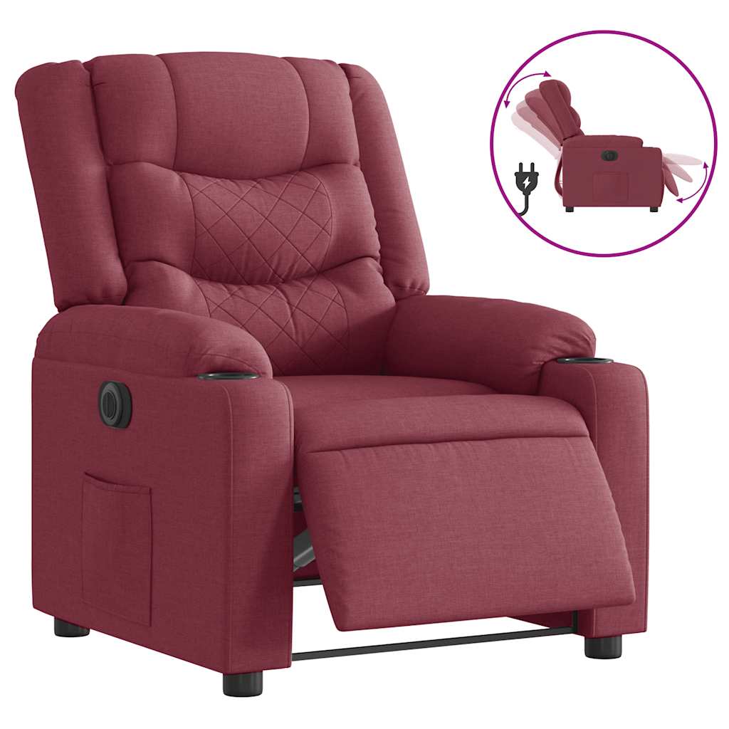 vidaXL Relaxsessel Elektrisch Weinrot Stoff