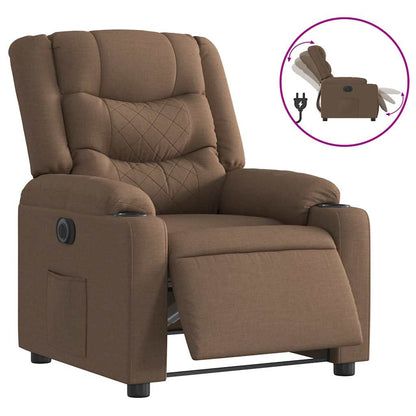 vidaXL Fauteuil de Relaxation Électrique Marron Tissu