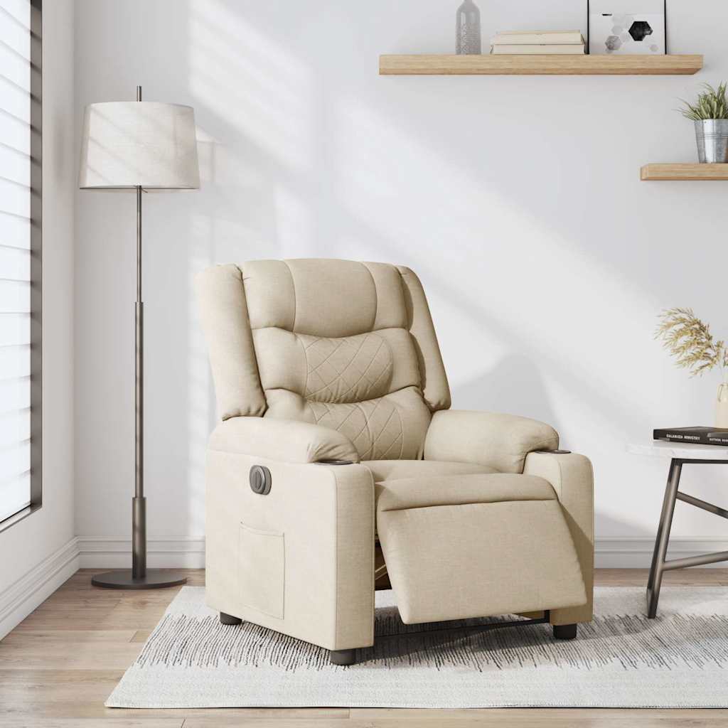 vidaXL Relaxsessel Elektrisch Creme Stoff